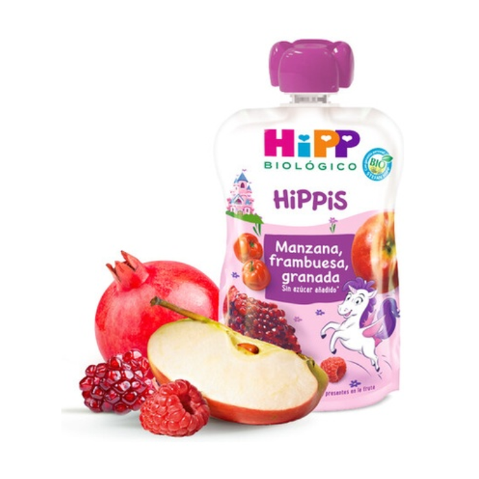 Pouche 100% Frutas Frambuesa, Manzana y Granada BIO
